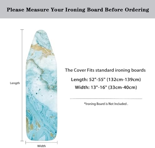 GLENLCWE Teal Marble Ironing Board Cover All Standard Thick Ironing Boards - Image 5