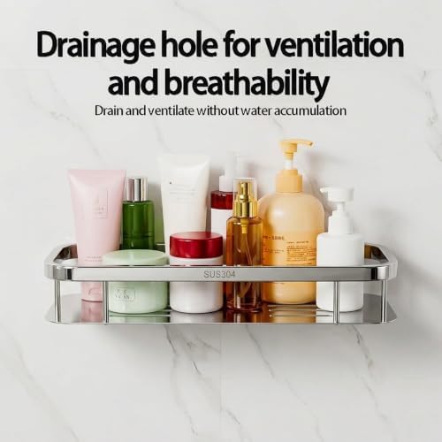 Corner Shower Caddy, 304 Stainless Steel Bathroom Shelf Organizer, Wall Mounted - Image 4
