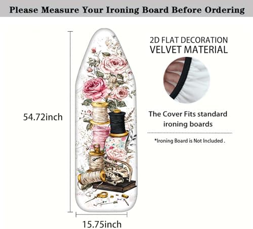 Nuxovilar Spools Roses Ironing Board Cover 15x54 Inches Polyester - Image 4