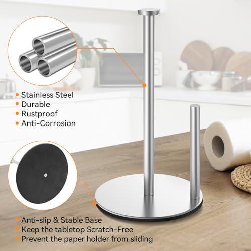 Silver Paper Towel Holder, Stainless Steel, - Image 4