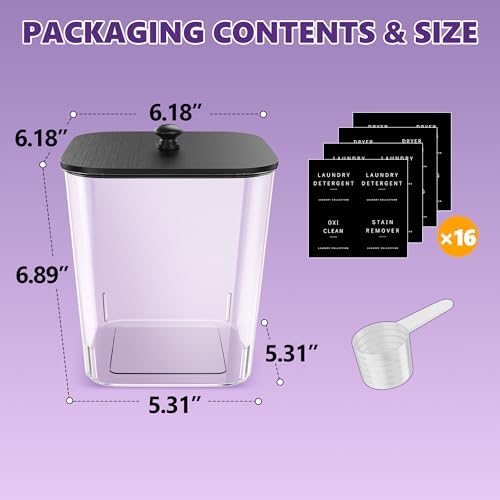Moforoco 1 Pack Black Laundry Pods Container, Large Detergent Powder Storage - Image 2