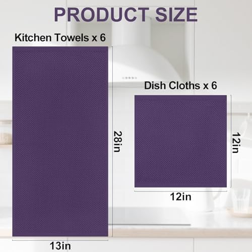 Homaxy 12 Pack 100% Cotton Kitchen Towels and Dishcloths Set - Image 4