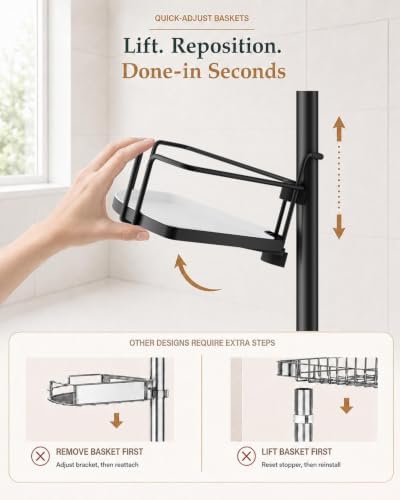 ALLZONE Corner Shower Caddy Tension Pole, 4 Hang-On Basket - Image 2