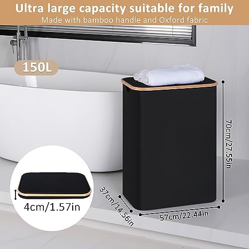 IEGrow Laundry Hamper with Lid, 150L Laundry Basket with 2 Mesh Bags - Image 2