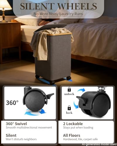 Laundry Hamper with Wheels, 75L Rolling Laundry Basket, Removable Inner Bag - Image 4