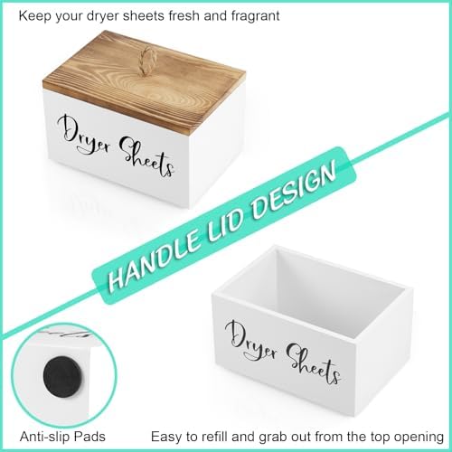 Bivvclaz Dryer Sheet Holder, Wooden Laundry Sheets Container, Laundry Room - Image 3