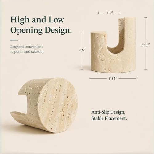 Travertine Sponge Holder, High-Low Airflow Stone Sink Caddy - Image 4