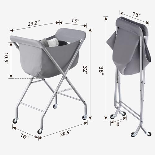 ELYKEN Laundry Basket with Wheels, Collapsible Laundry Hamper - Image 3