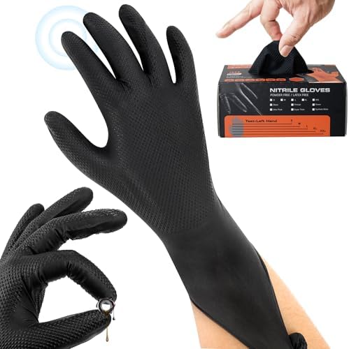 wcy 9 Mil Heavy Duty Disposable Nitrile Gloves, Diamond Grip by Unknown