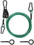 TooTaci 15ft Outdoor Clothesline Kit, 3/16" Green PVC Coated Clothes Cable by TooTaci