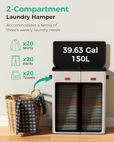 150L 2-Section Laundry Hamper - Image 5