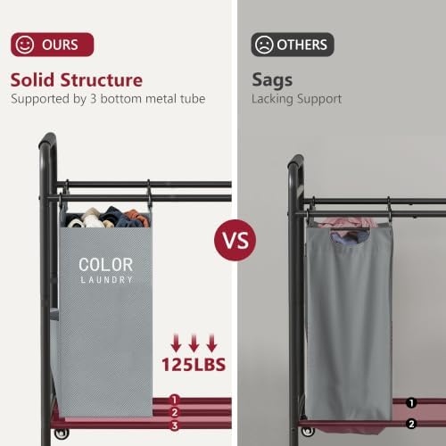 Tajsoon 5 Bag Laundry Sorter Cart, Laundry Hamper 5 Section, 5 Colors - Image 3