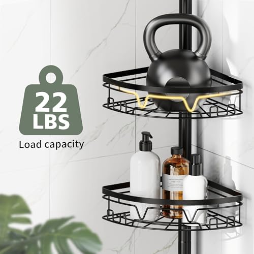 KEGII Corner Shower Caddy Tension Pole, Fan-Shaped Large Capacity Organizer - Image 5