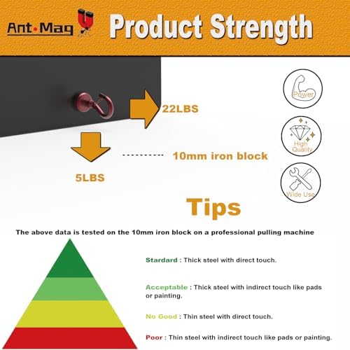Ant Mag Magnetic Hooks Heavy Duty 22LBS Strong Magnet Snap Hooks 8 Pack - Image 3