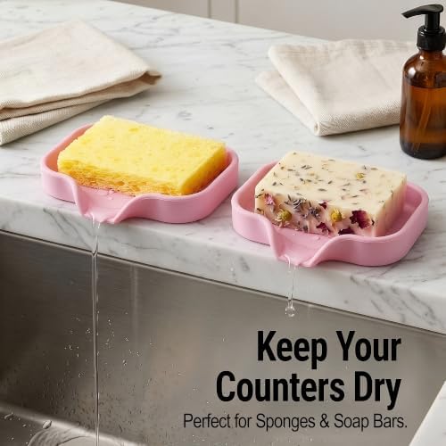 Zulay Kitchen Small Silicone Sponge Holder – Space-Saving Sink Organizer Tray - Image 3