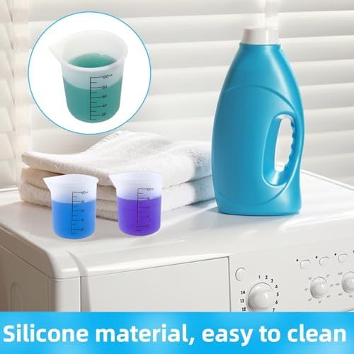 4 Pack Reusable Silicone Measuring Cups, 100ml Laundry Detergent Dispenser - Image 5