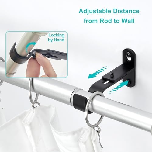 Adjustable Curtain Rod Brackets, Metal Window Drapery Rod Hanger Holders Hooks - Image 4