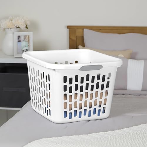 1.5 Bushel Square Plastic Laundry Basket, Sturdy & Stackable, - Image 2