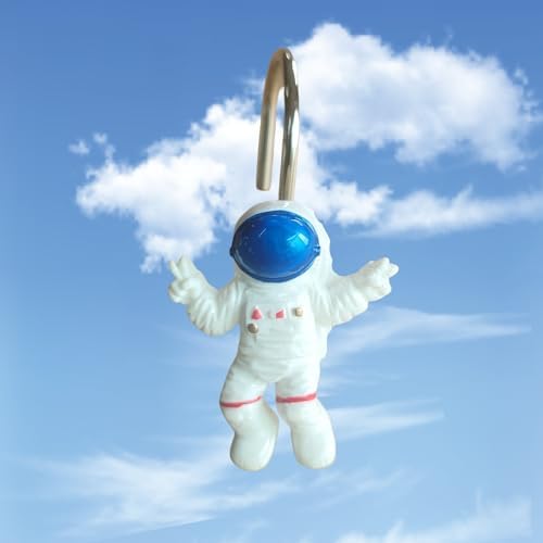 Two Fish Home Fashions Set of 12 Decorative Astronaut Resin Shower Curtain Hooks - Image 4