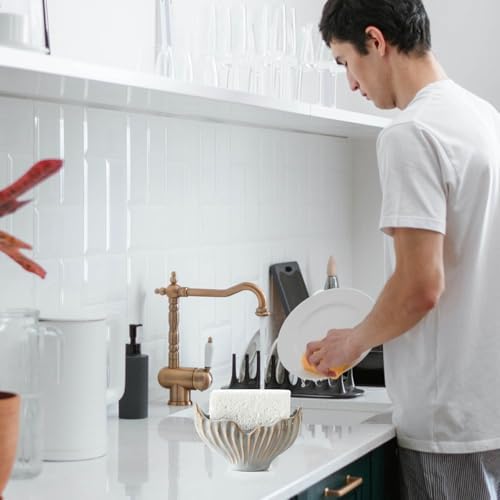 Uiddo Sponge Holder for Kitchen Sink, Ceramic Sponge Holder - Image 5