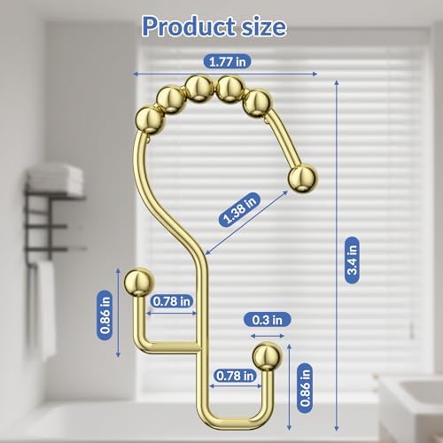 Goowin Shower Curtain Hooks, Metal Shower Curtain Rings Hooks, Smooth Gliding - Image 7
