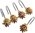 Two Fish Home Fashions Set of 12 Decorative Cartoon Bee Shower Curtain Hooks by TwoFishHomeFashionLLC