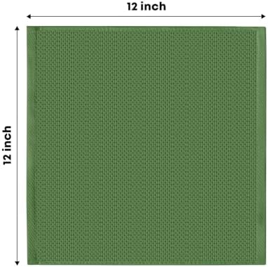 Artoid Mode 100% Cotton Olive Green Waffle Weave Kitchen Dish Cloths, 12x12 - Image 6