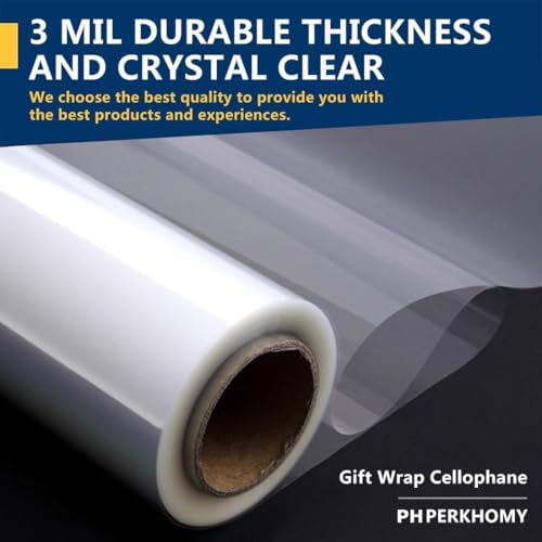 PerkHomy Folio Clear Cellophane Wrap Roll 32" x 50' Folded 3 Mil Thick - Image 3