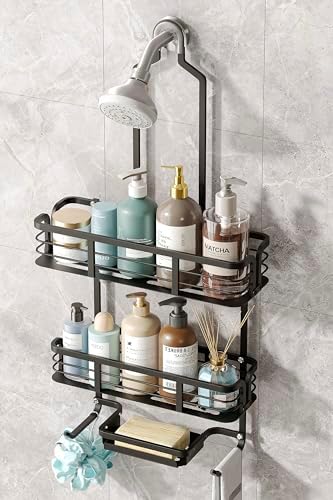 Shower Caddy Hanging, Never Rust Aluminum Shower Organizer, Over Showerhead No by BXINREDA
