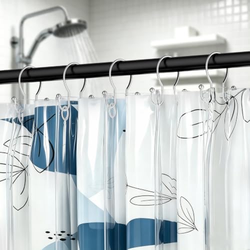 OEH Shower Curtain Hooks, Metal Shower Curtain Hangers, Double Hook Silver - Image 7