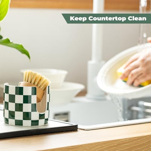 Zoeeker Sponge Holder for Sink, Ceramic Dish Sponge Holder Brush Holder - Image 5