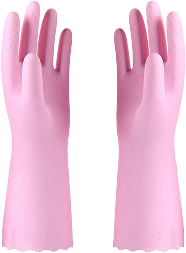 Alimat PluS Pink Cleaning Gloves Latex Free, Cotton Flock Liner, Medium | 1 Pair by AlimatPlus