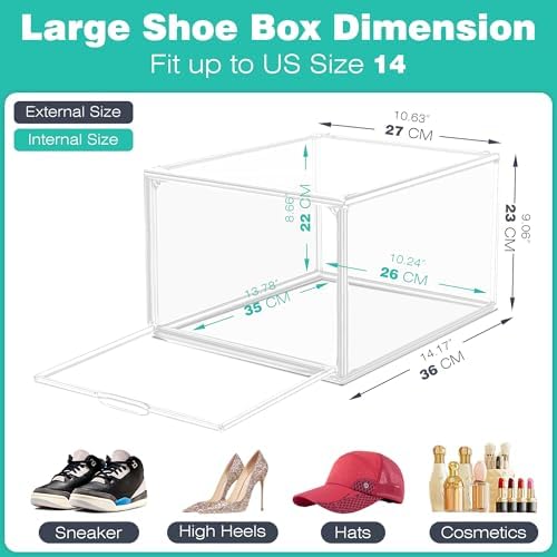 12 Pack Drop-Front Clear Acrylic Shoe Organizer, Fits Shoe Box Size 13 - Image 2