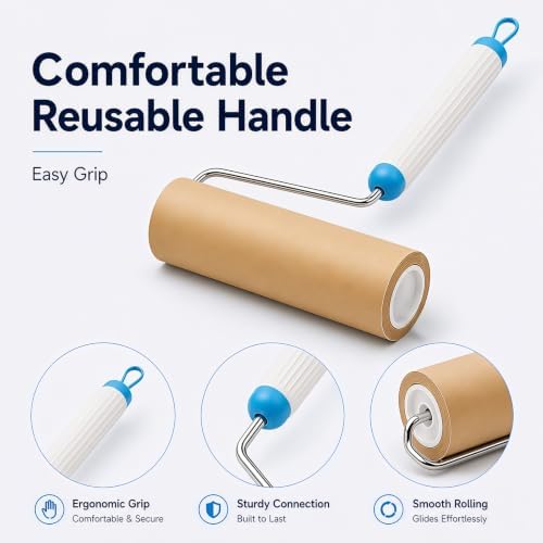 Lint Roller, Handle + 4 Refills 6.3in, Kraft Paper Pet Hair Remover - Image 6