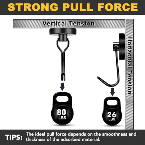 MIKEDE Black Magnetic Hooks Heavy Duty 80LB+ Swivel Strong Magnet Hook - Image 2