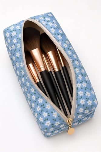 Large Pencil Case, Quilted Cotton Pencil Pouch, Cute Floral Pen Bag - Image 2