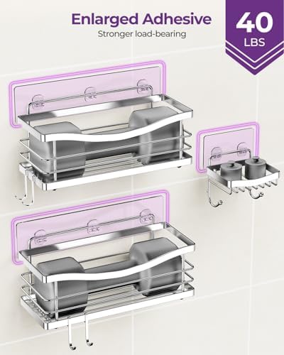 ODesign 3 Pack Adhesive Shower Caddy, Rustproof Shower Shelves Rack - Image 6