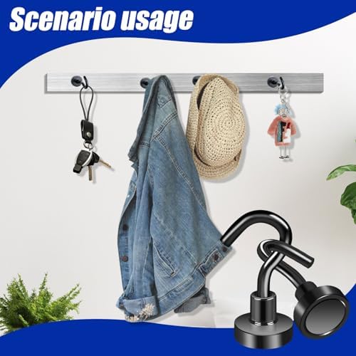 52 Pack Black Magnetic Hook Heavy Duty, 25lbs Magnetic Hooks - Image 4