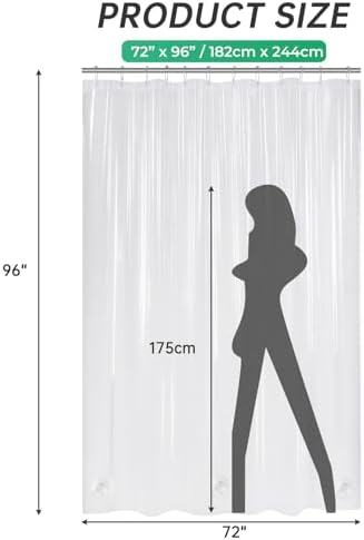 AmazerBath Extra Long Shower Curtains 96 Length, Tall Shower Curtain Liner - Image 6