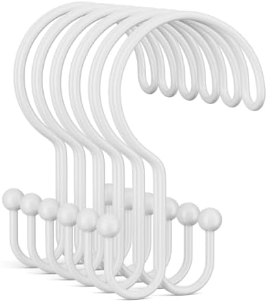 Bathway White Shower Curtain Hooks Ring, Rust Proof Metal Shower Hooks by Bathway