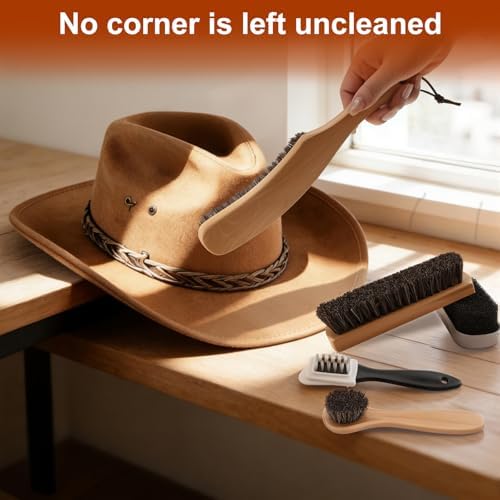 5pcs Horsehair Shoe Brush Premium Shoe Polish Brush, Horsehair Felt Hat Brush - Image 4