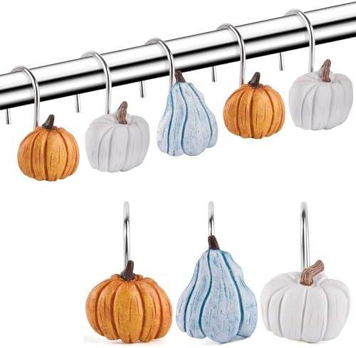 Autumn Decorative Shower Curtain Hooks 12PCS Pumpkin Shower Curtain Rings - Image 2