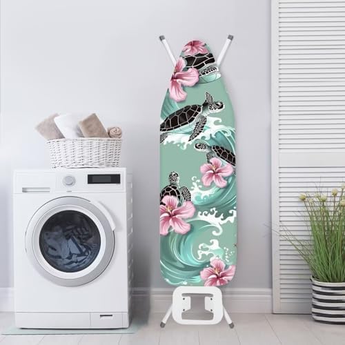 Sea Turtle Print Iron Board Cover 15x54 Inch, Hibiscus Printed Ironing Board - Image 3