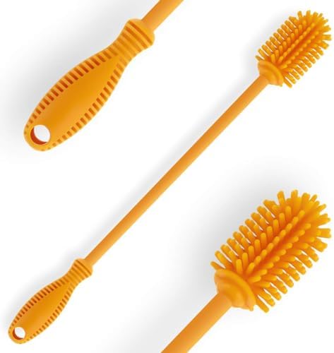 Silicone Bottle Brush with Long Handle, 12.5" Bottle Cleaning Brush by ddLUCK