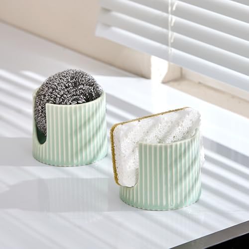 Ceramic Sponge Holder for Kitchen Sink, Quick Dry Sink Caddy Organizer - Image 2