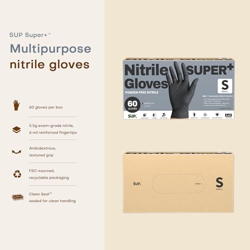SUPER+ Black Nitrile Gloves HEAVY DUTY 6 Mil Disposable Chemical Resistant - Image 6