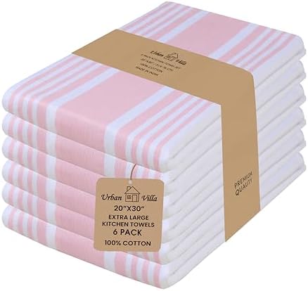 Urban Villa Kitchen Towels Cotton Dish Towels 20”x30” Baby Pink by CottonTrends
