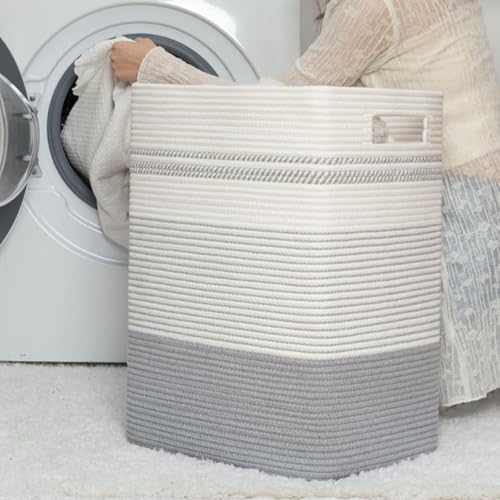 80L Large Cotton Rope Laundry Basket - Image 4