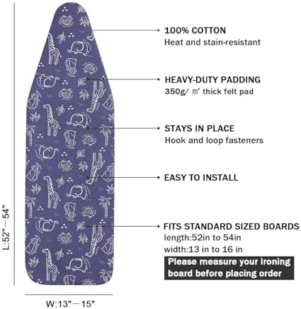 Ironing Board Cover and Pad Standard Size 15 x 54, 3 Pairs of Hook and Loop - Image 2