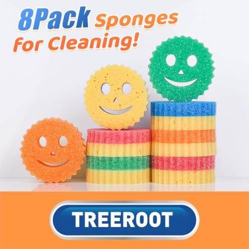 Treeroot 8 Pack Colorful Smile Scrub Sponges, Temperature Controlled - Image 7